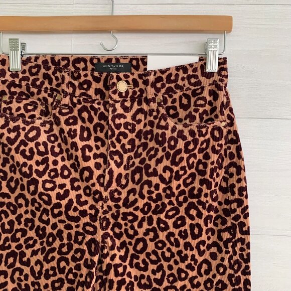 NWT Ann Taylor Petite Beige burgundy corduroy The Skinny Highest Rise pants, 4P - Picture 2 of 6